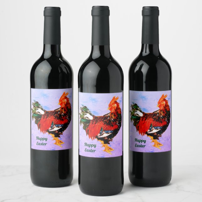 male gallinaceous ,rooster Personalized Wine Label (Bottles)