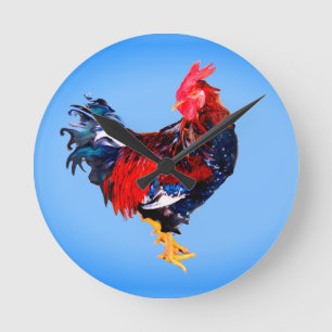 male gallinaceous ,rooster round clock