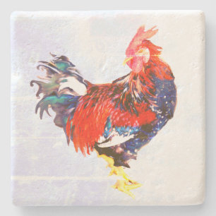 male gallinaceous ,rooster stone coaster