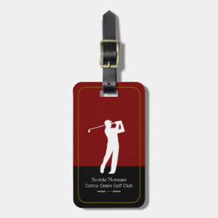 Male Golf Player Elegant Modern Luggage Tag