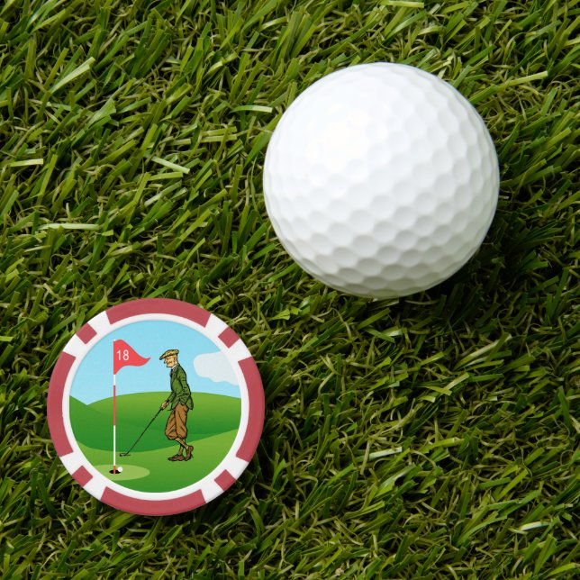 Male Golfers:  1 Tapping In & 1 Pitching Out Poker Chips (Golf Ball Marker)