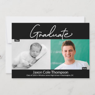 Male Graduate Then and Now high school Grad photo  Announcement