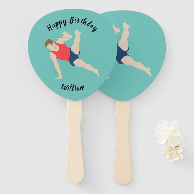 Male Gymnast Hand Fan (Front and Back)