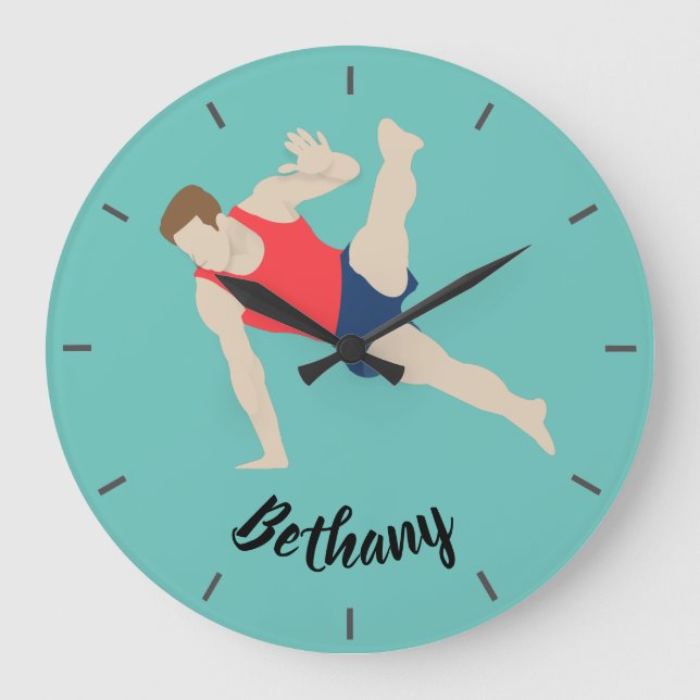 Male Gymnast Large Clock (Front)