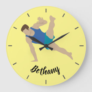 Male Gymnast Large Clock