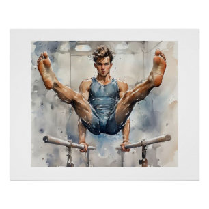 Male Gymnast on Parallel Bars, Poster