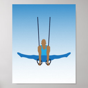 Male Gymnast on Steady Rings Illustrated Poster