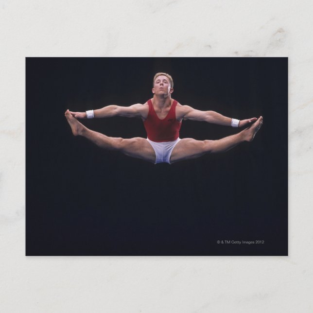 Male gymnast performing on the floor exercise postcard (Front)