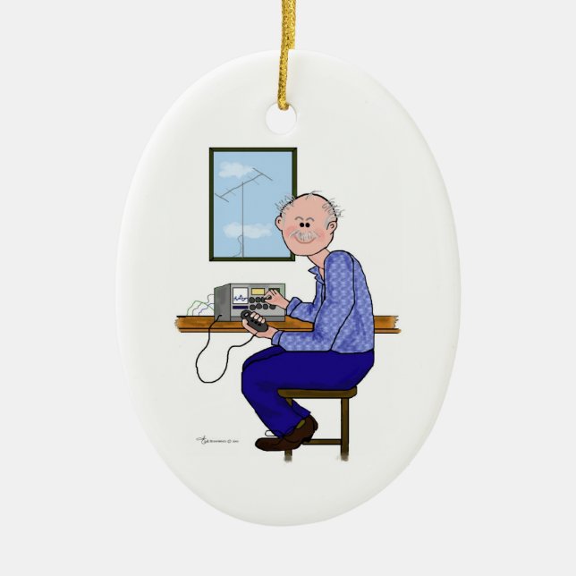 Male Ham -Balding w Moustache Christmas Ornament (Front)