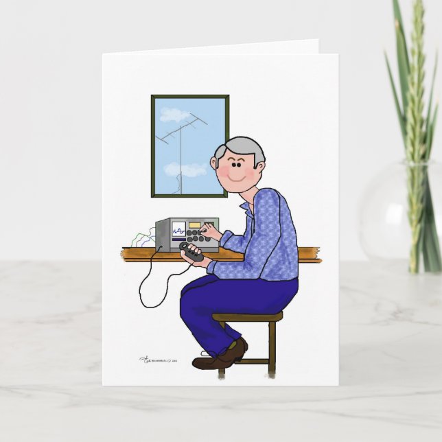 Male Ham Operator - Gray Hair Card (Front)