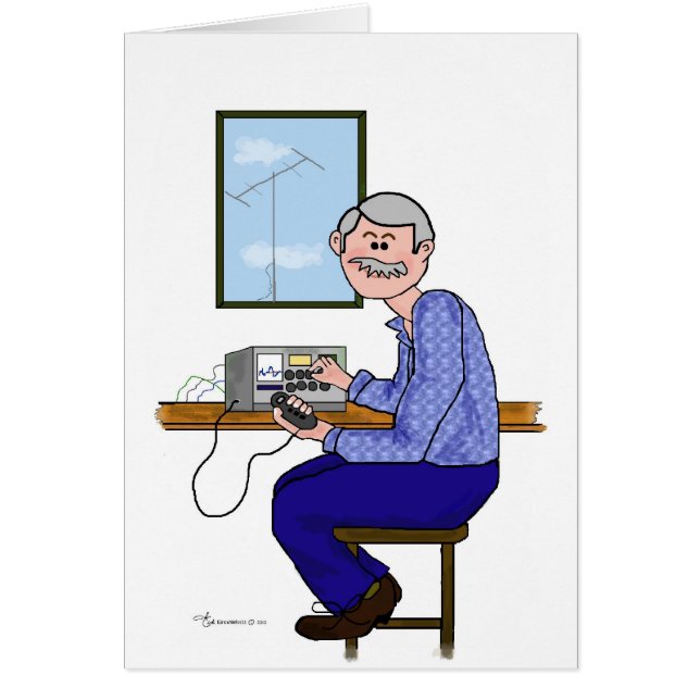 Male Ham Radio Operator - Grey Hair & Moustache (Front)