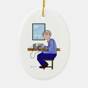 Male Ham  with Grey Hair Christmas Ornament