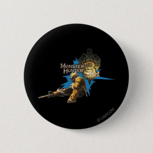 Male Hunter with Bowgun, Heavy Gunner with Ludroth 2 Inch Round Button