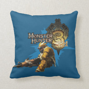 Male Hunter with Bowgun, Heavy Gunner with Ludroth Throw Pillow