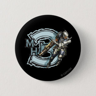 Male Hunter with Bowgun, Steel Armour 2 Inch Round Button