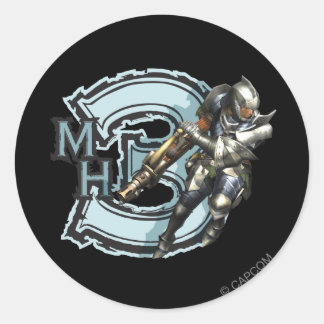 Male Hunter with Bowgun, Steel Armour Classic Round Sticker