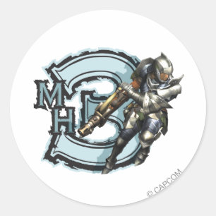Male Hunter with Bowgun, Steel Armour Classic Round Sticker