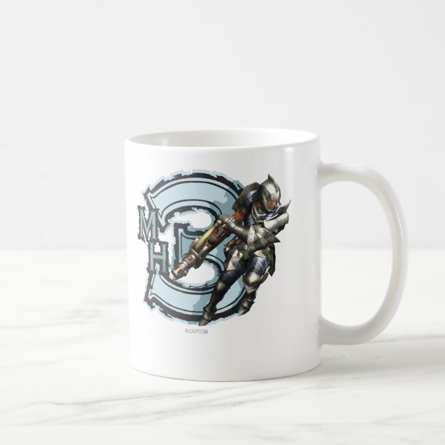 Male Hunter with Bowgun, Steel Armour Coffee Mug (Right)