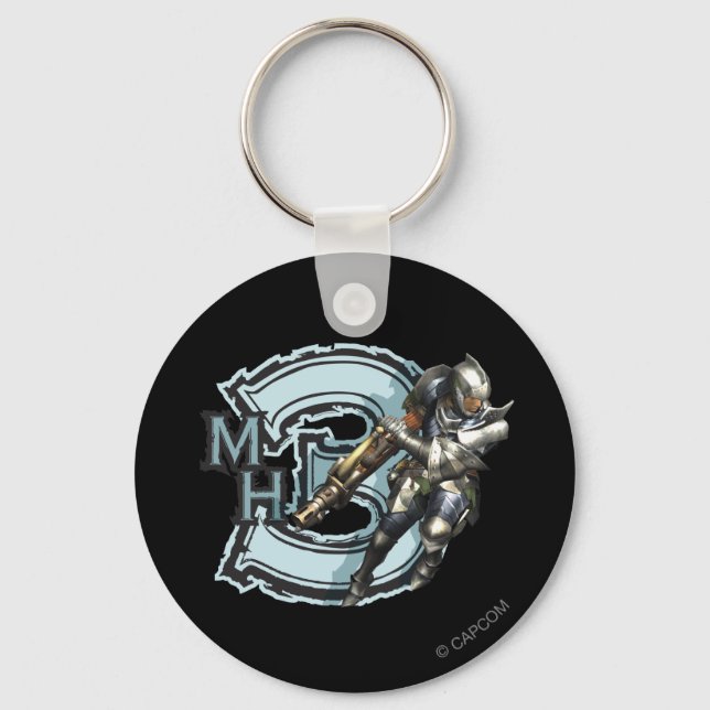 Male Hunter with Bowgun, Steel Armour Keychain (Front)