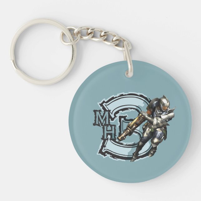 Male Hunter with Bowgun, Steel Armour Keychain (Front)