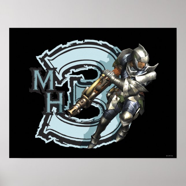 Male Hunter with Bowgun, Steel Armour Poster (Front)