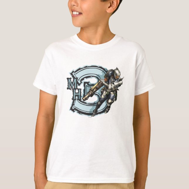 Male Hunter with Bowgun, Steel Armour T-Shirt (Front)
