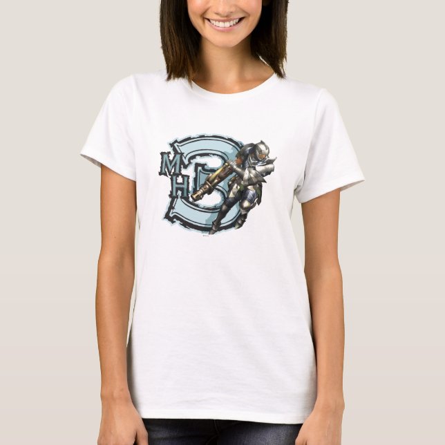 Male Hunter with Bowgun, Steel Armour T-Shirt (Front)