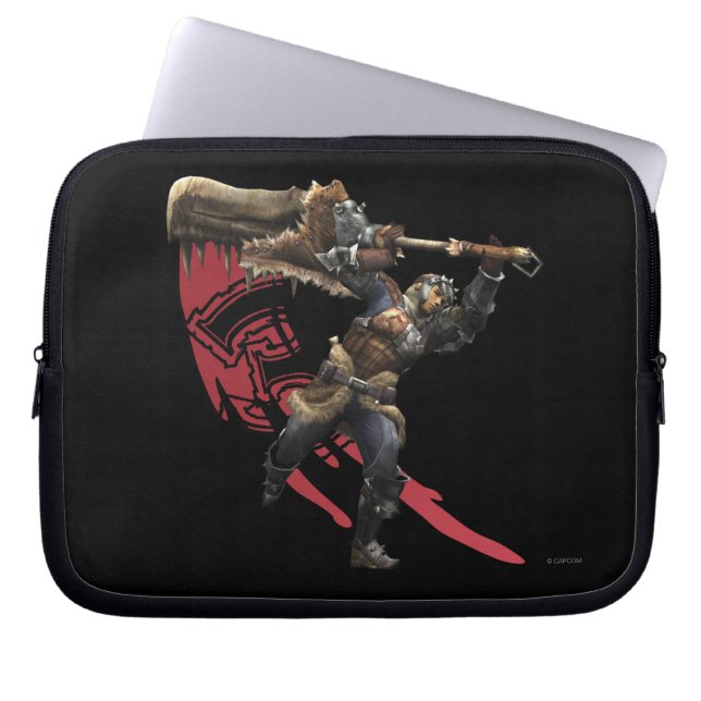 Male Hunter with great sword & hunter's armour Laptop Sleeve (Front)
