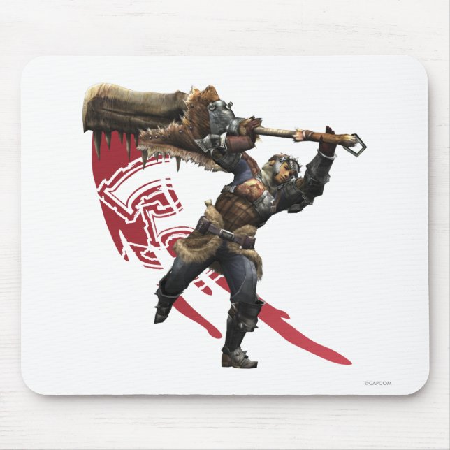 Male Hunter with great sword & hunter's armour Mouse Pad (Front)