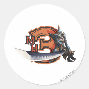 Male hunter with long sword & lagiacrus armour classic round sticker