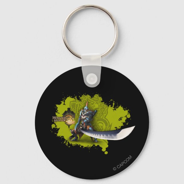 Male hunter with long sword & lagiacrus armour keychain (Front)