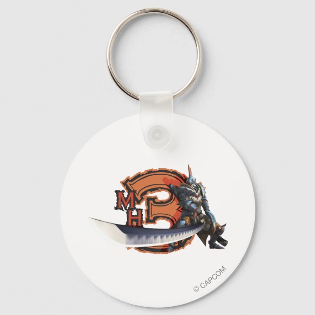 Male hunter with long sword & lagiacrus armour keychain (Front)