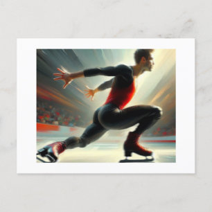 Male Ice Skater Squat Spin, Arlene Babad Postcard