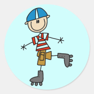 Male In-Line Skating Tshirts and Gifts Classic Round Sticker