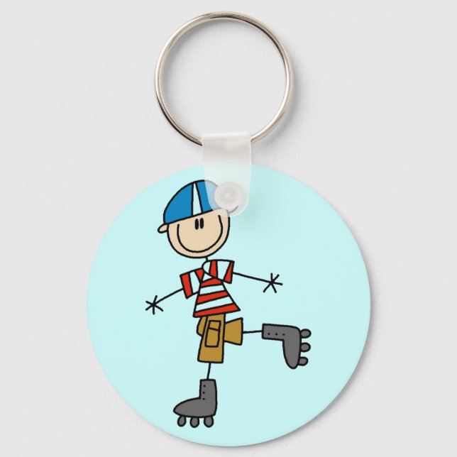 Male In-Line Skating Tshirts and Gifts Keychain (Front)