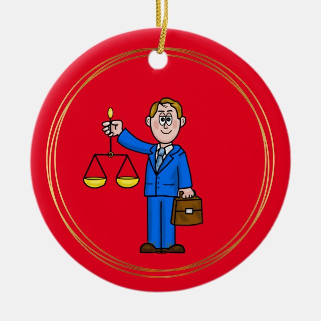 Male Lawyer Personalized Christmas Ornament (Front)