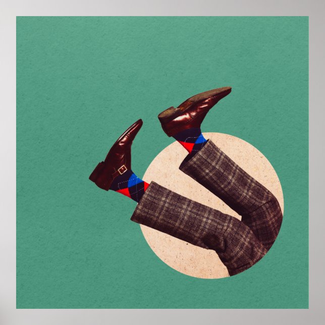 Male legs stacking in round on pastel geometrical  poster (Front)