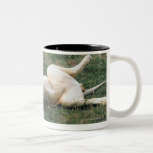 Male Lion Stretching Two-Tone Coffee Mug