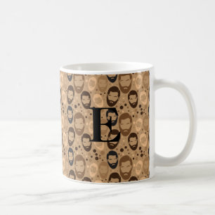 Male man bearded pattern with E monogram Coffee Mug