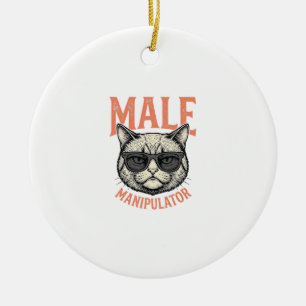 Male Manipulator Funny Cat Sunglasses Vintage Shir Ceramic Ornament