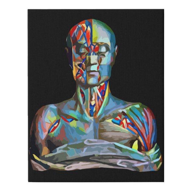 male muscle body parts human anatomy abstract art faux canvas