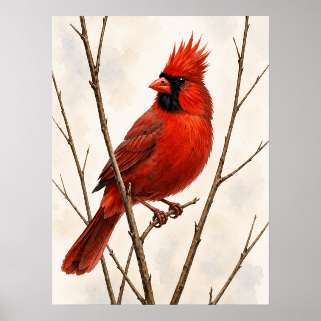 Male Northern Cardinal Poster (Front)