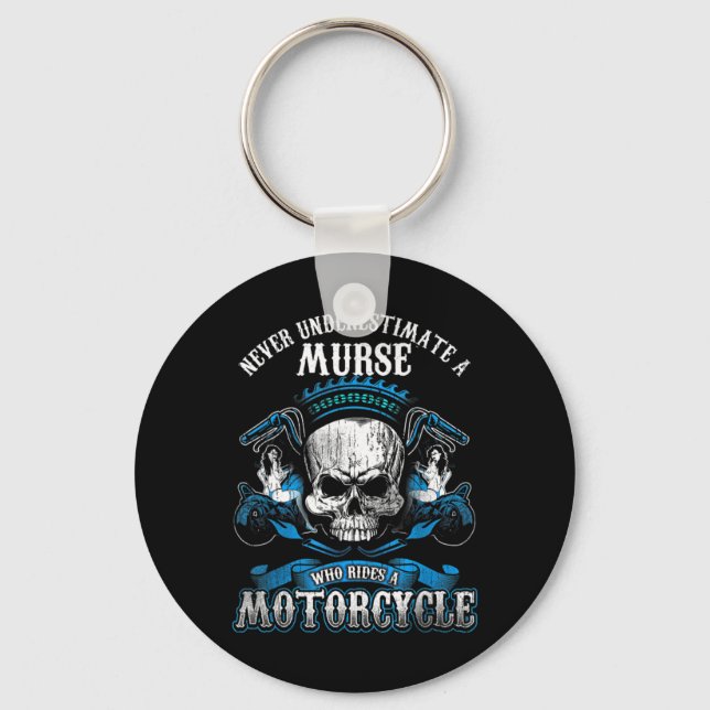 Male Nurse Biker Shirt Never Underestimate Murse M Keychain (Front)