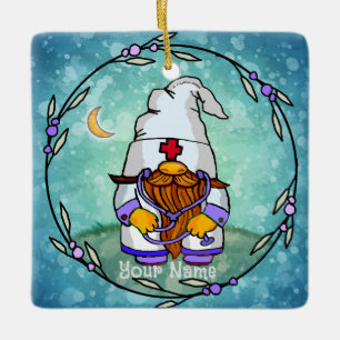 Male nurse gnome  ceramic ornament