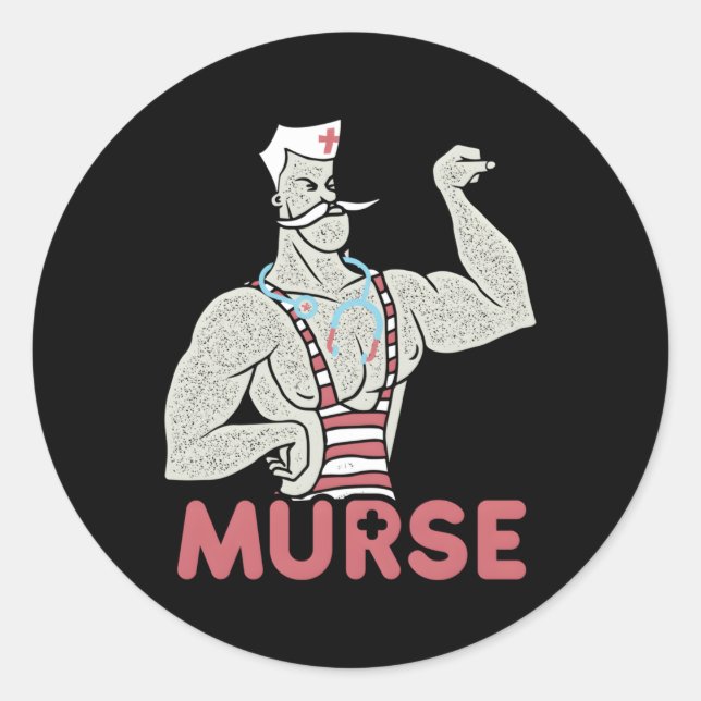 Male Nurse Murse Classic Round Sticker (Front)