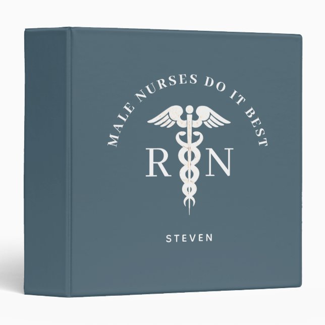 Male Nurse RN Blue Medical Personalized Binder (Front/Spine)