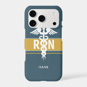 Male Nurse RN Healthcare Blue Gold Personalized