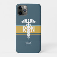 Male Nurse RN Healthcare Blue Gold Personalized 