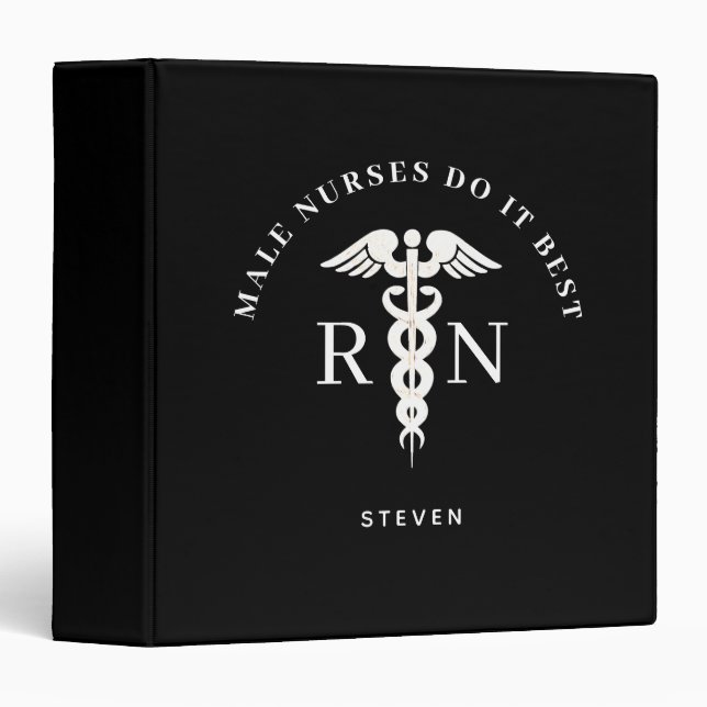 Male Nurse RN Medical Caduceus Personalized Binder (Front/Spine)