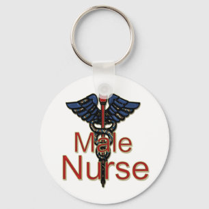 Male Nurse with Caduceus Keychain